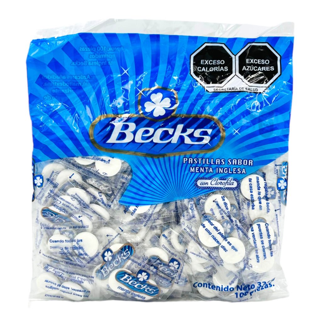 Becks Pastilla de Menta 24 100pzs Dulcerías H S Comercial Mayorista