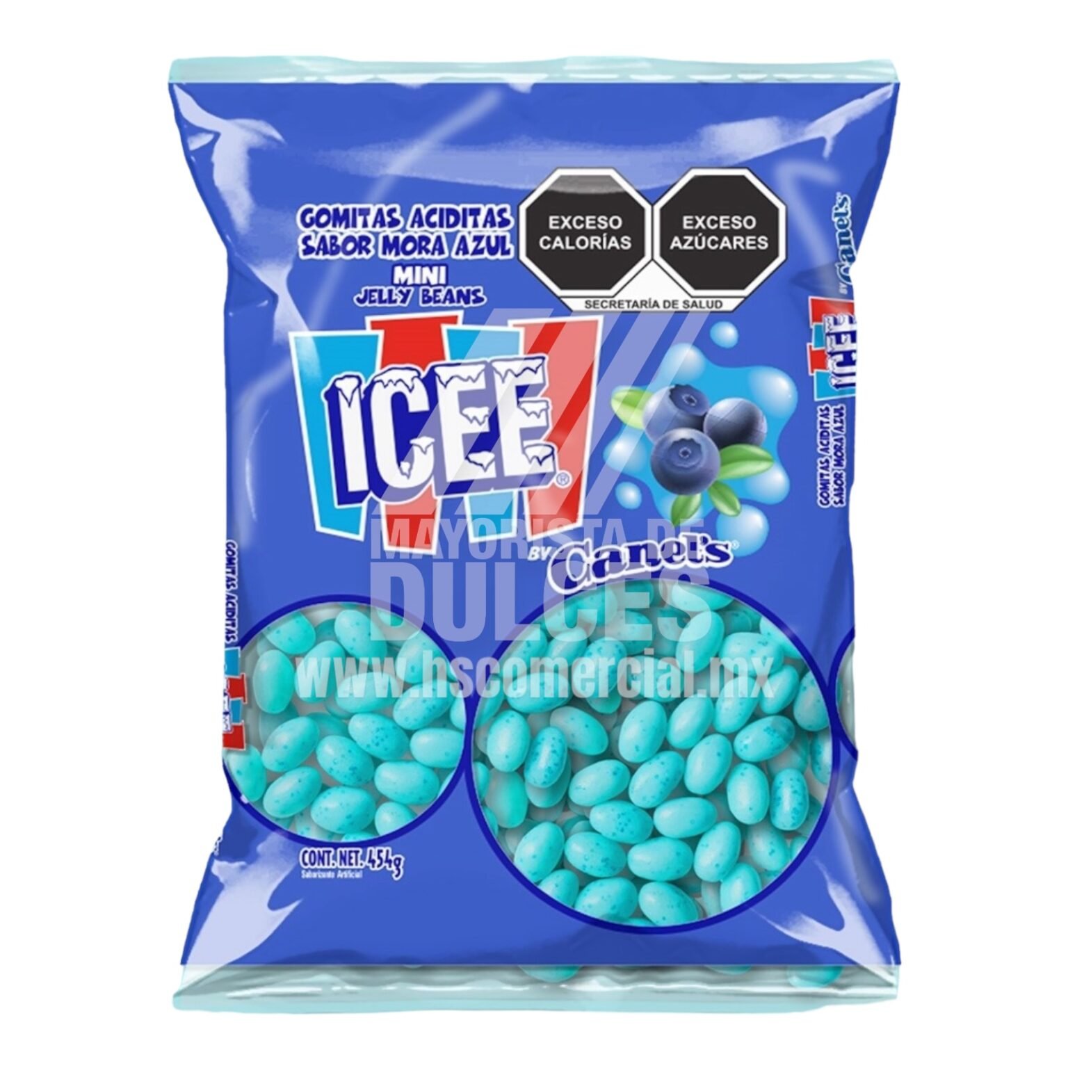 Canels gomita ICEE Mini Jelly Beans MORA AZUL BOLSA 454g Cartón con 24