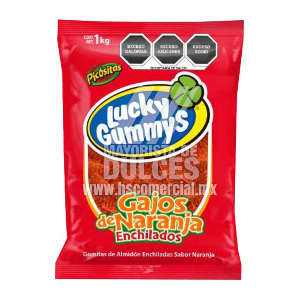 Cuanda gomita Lucky Gummy Gajos Naranjas Enchilados bolsa con 1 kilo