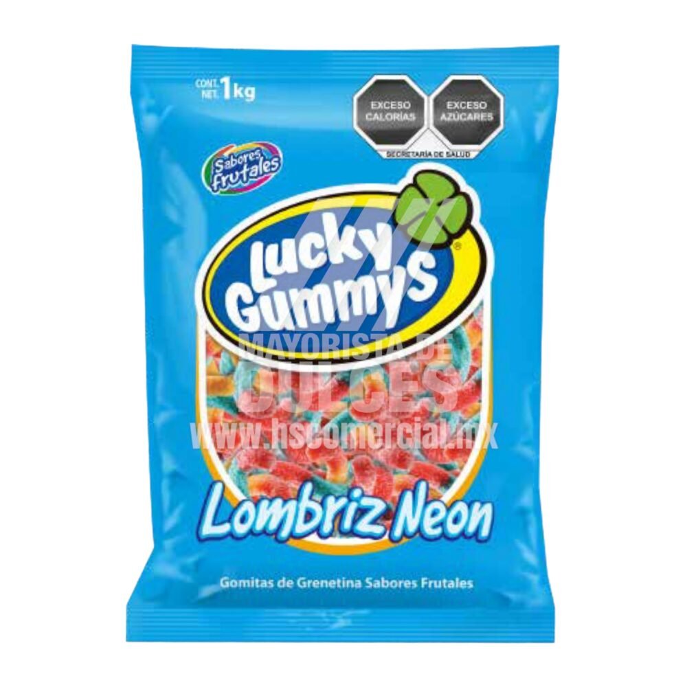 Cuanda gomita Lucky Gummy Lombriz Neón bolsa con 1 kilo