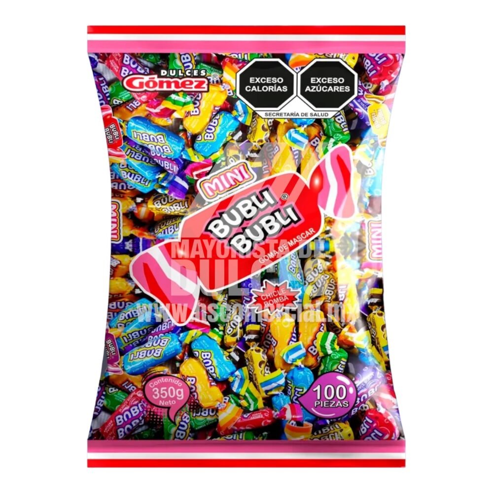 Dulces Gómez chicle Mini Bubli 350g bolsa con 100 piezas