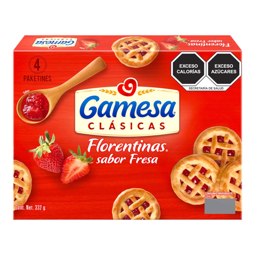 Gamesa galletas Florentinas Fresa 332 gramos dulces dulceria mayoreo