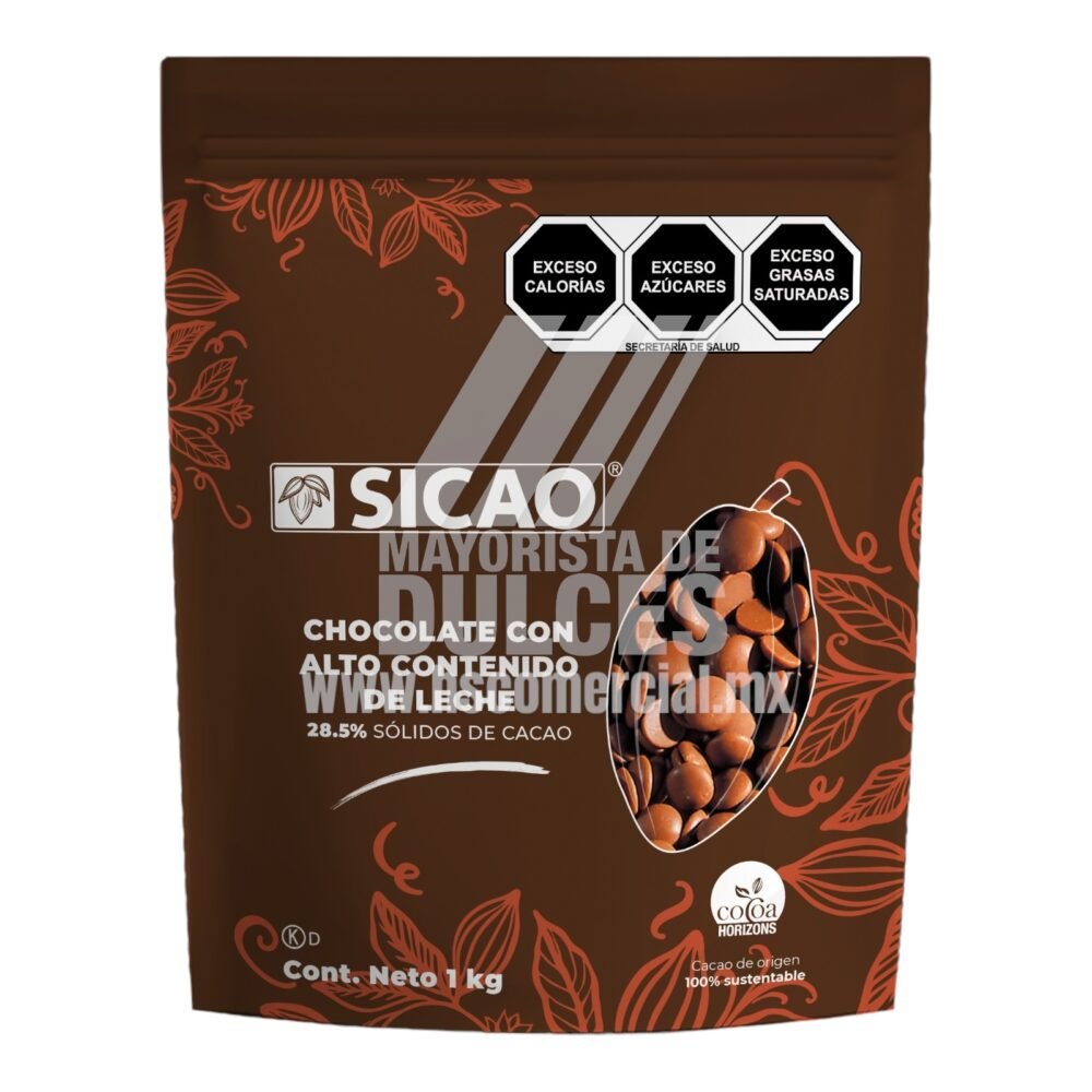 Sicao Botón Chocolate con Leche 28.5% bolsa con 1 kilo