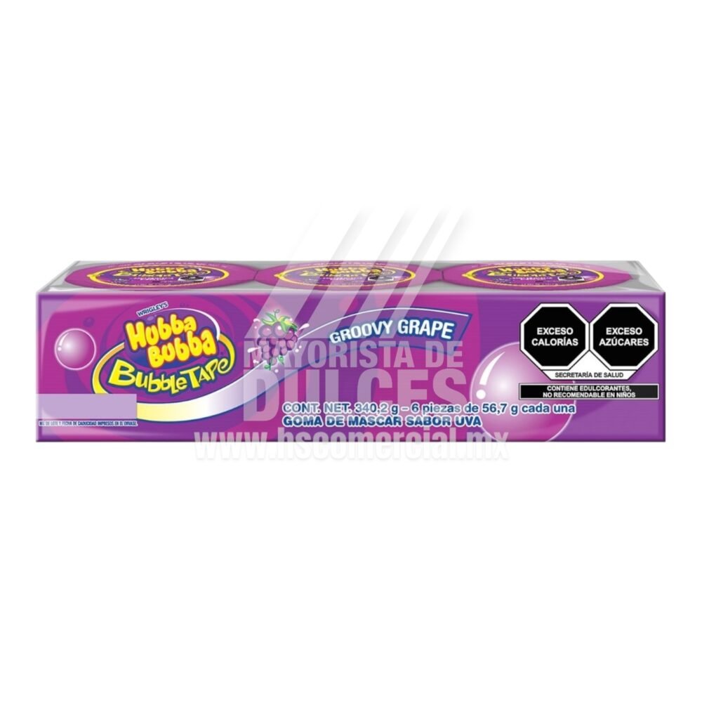 Wrigleys chicle Hubba Bubba sabor UVA paquete con 6 piezas