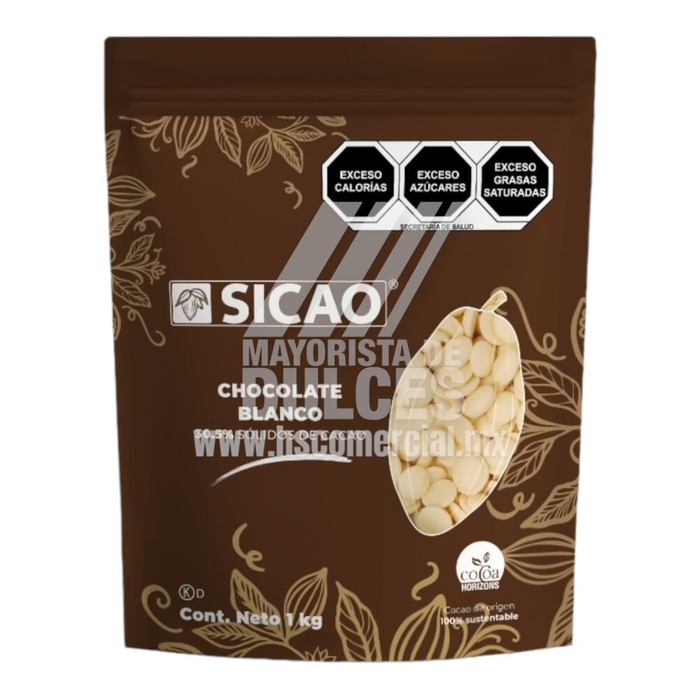 Sicao Botón Chocolate BLANCO 30.5% bolsa con 1 kilo