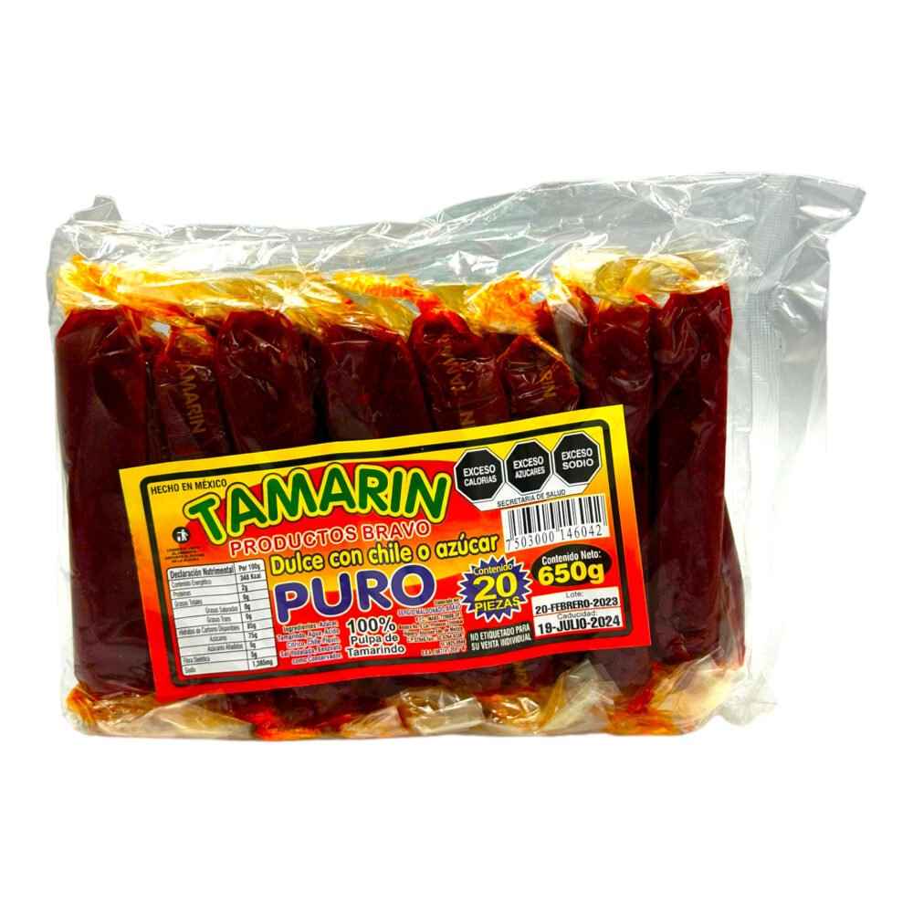 Tamarin Tamarindo Envuelto PURO 20 piezas dulce tradicional dulcerias mayoreo