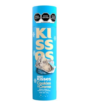 Hersheys Kisses Tubo Navideño COOKIES & CREME dulces dulcerias mayoreo