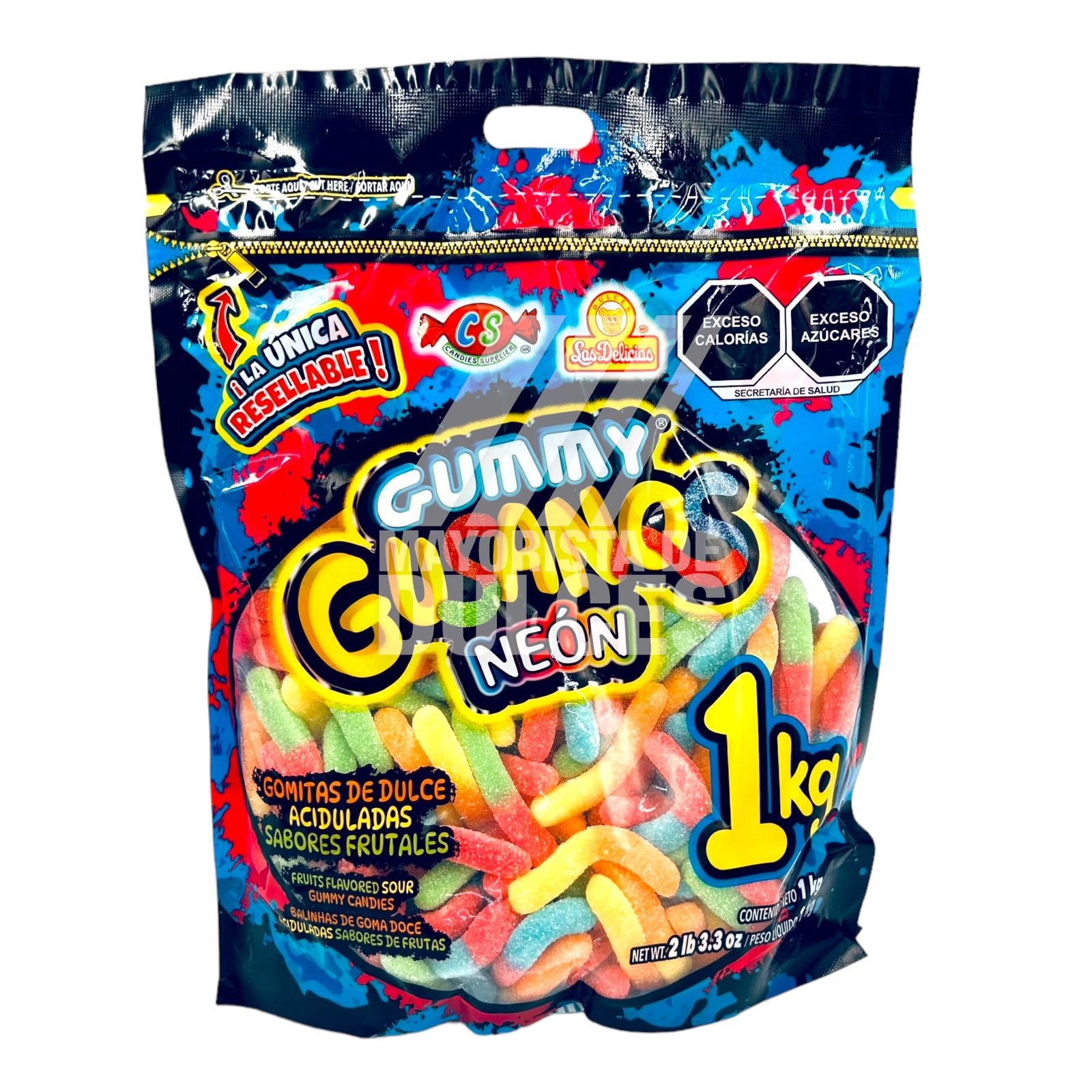 Las Delicias gomitas Gusanos NEÓN 10/1kg