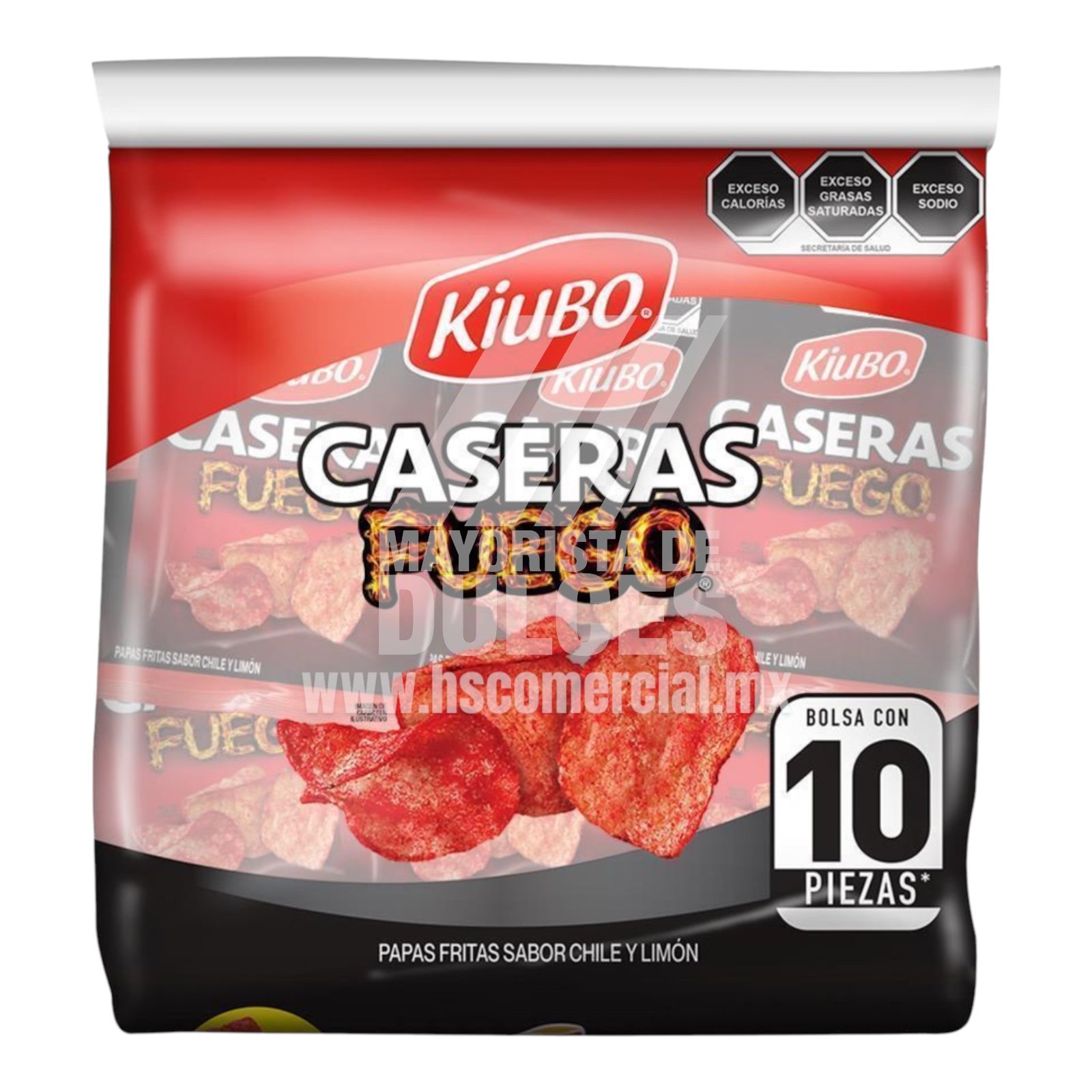 Gonac botanas Kiubo papas Caseras FUEGO con 10 bolsitas (Cartón con 10  bolsas) 10/10pzs