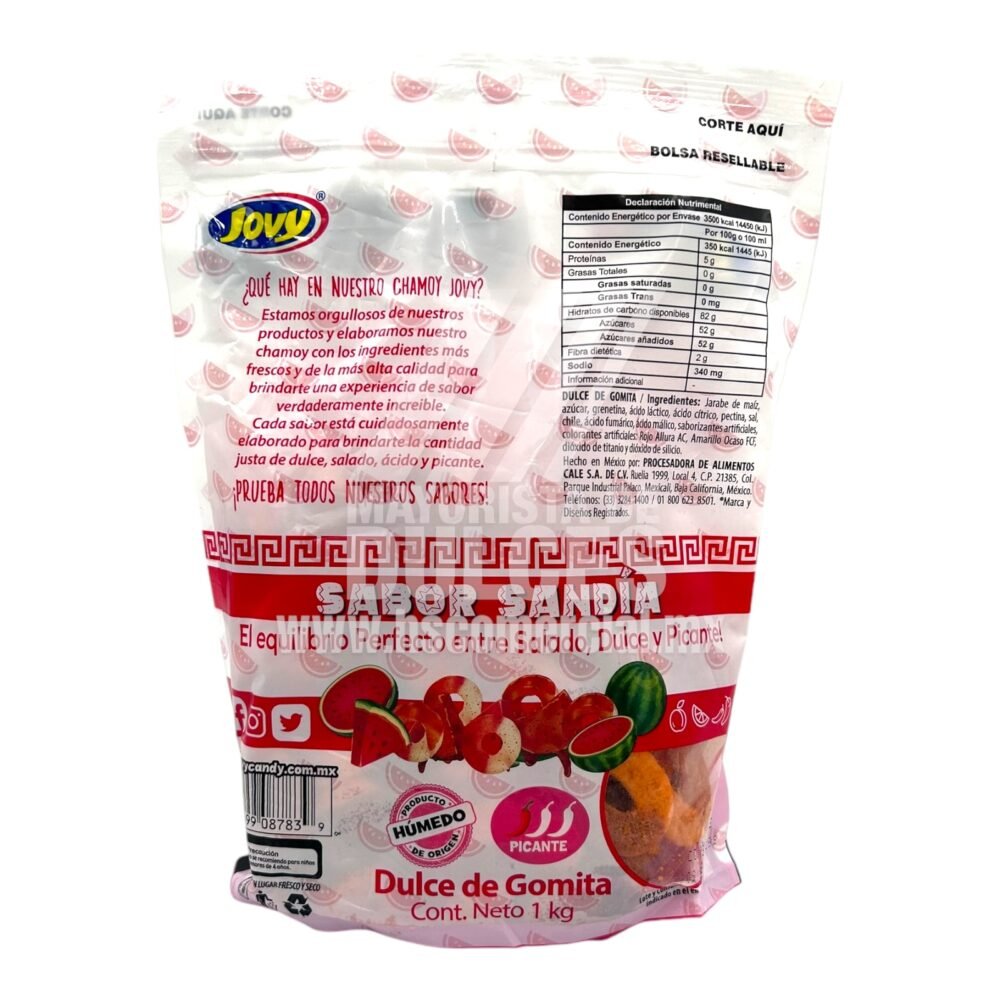 Jovy gummy Aros de Sandía con Chamoy Picante bolsa con 1 kilo 1