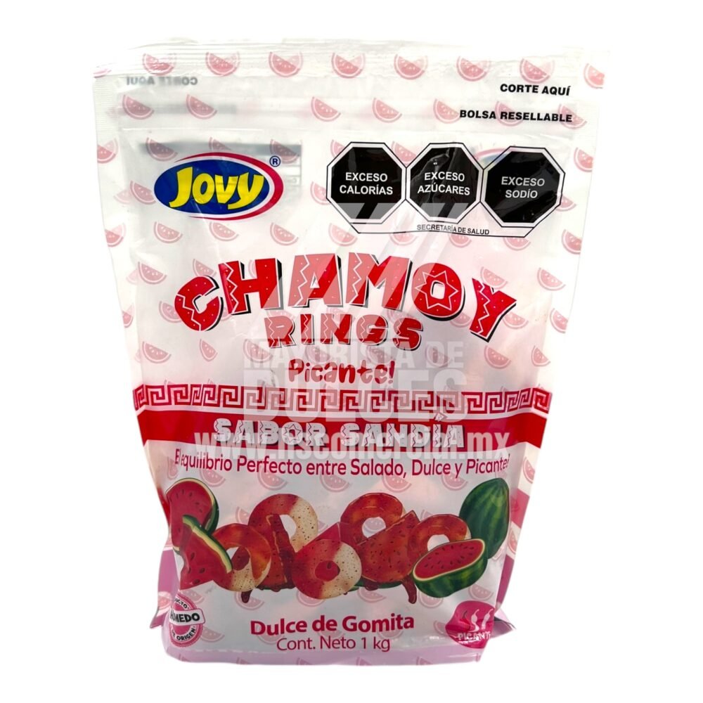 Jovy gummy Aros de Sandía con Chamoy Picante bolsa con 1 kilo