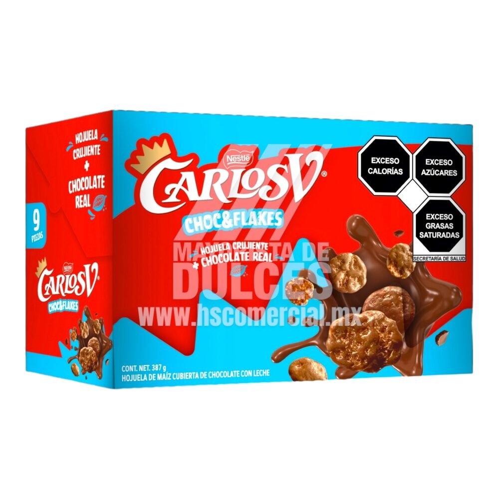 Nestlé chocolate Carlos V CHOC & FLAKES paquete con 9 sobres