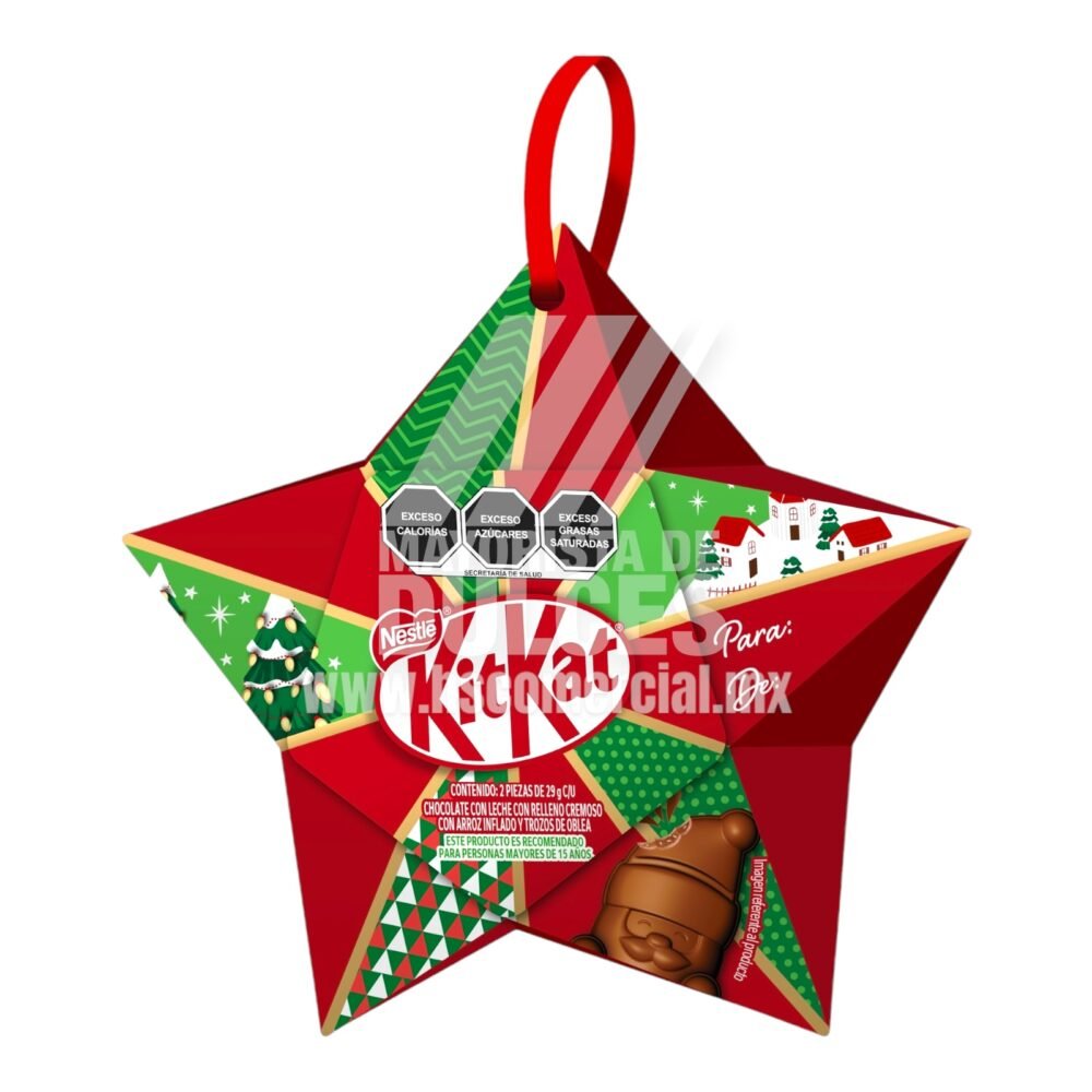 Nestlé chocolate Kit Kat Esferas Santa y Pino con 2 piezas 1