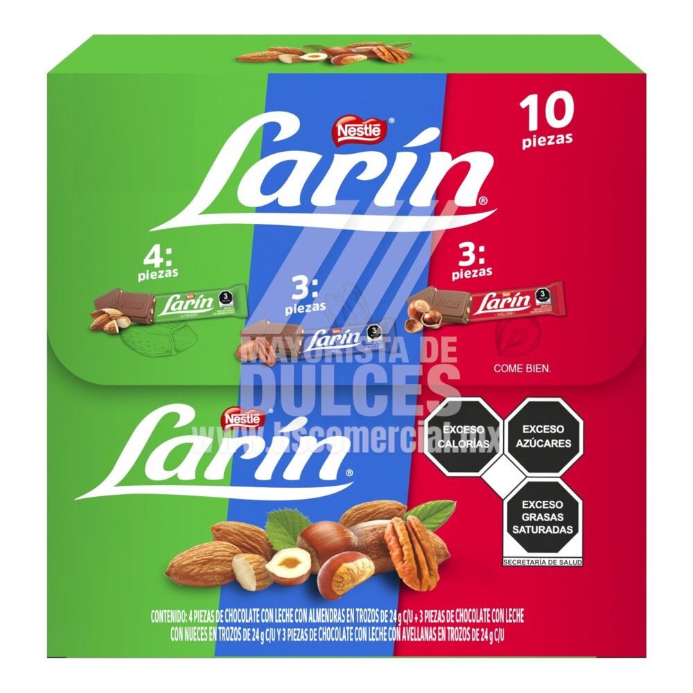 Nestlé chocolate Línea Larín MIX PACK con 10 piezas de 23g