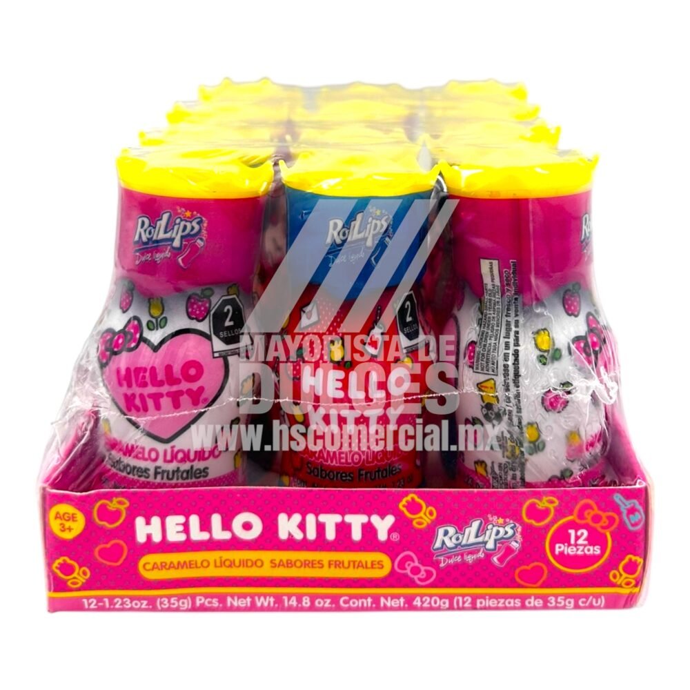 Bondy Caramelo Líquido Rollips HELLO KITTY paquete con 12 piezas 1