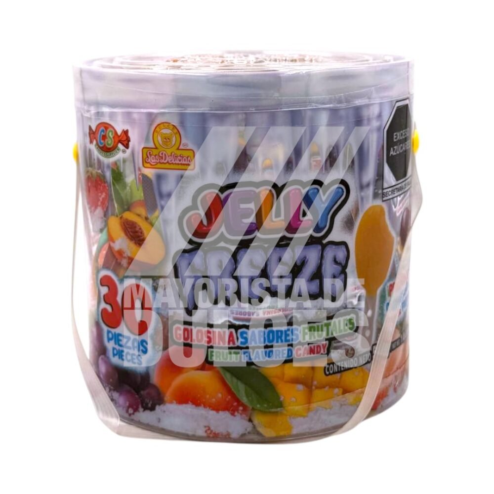 Las Delicias Golosina JELLY FREEZE vitrolero con 30 piezas (Caja con 12 vitroleros)   12/30pzs