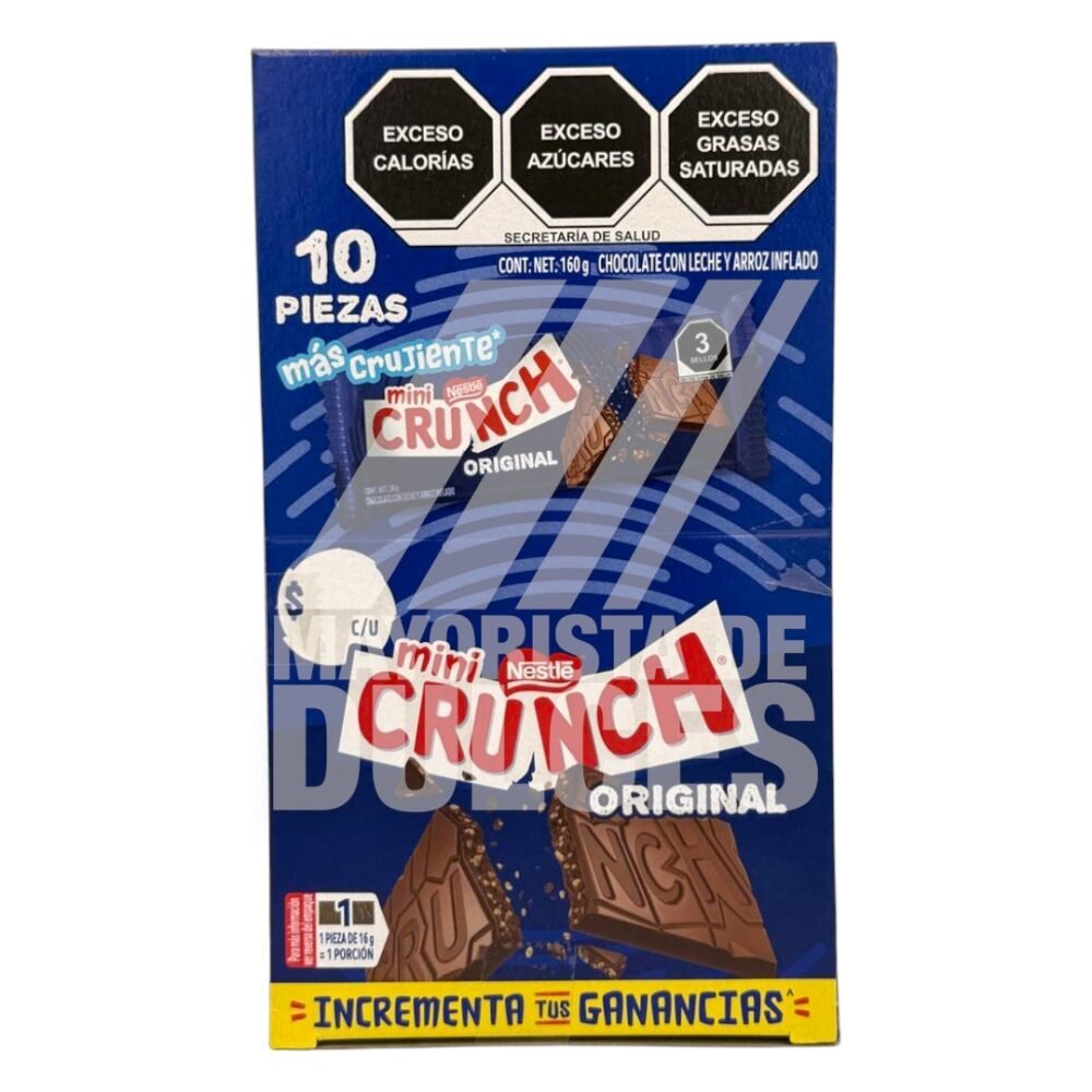 Nestlé chocolate Crunch MINI paquete con 10 piezas (Caja con 8 paquetes)   8/10pzs