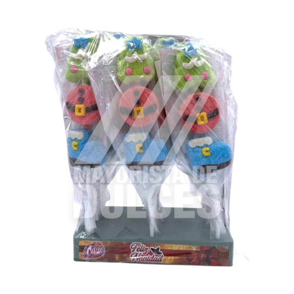 S. Risa Brocheta de Malvavisco NAVIDAD exhibidor con 15 piezas (Caja con 2 exhibidores)   2/15pzs