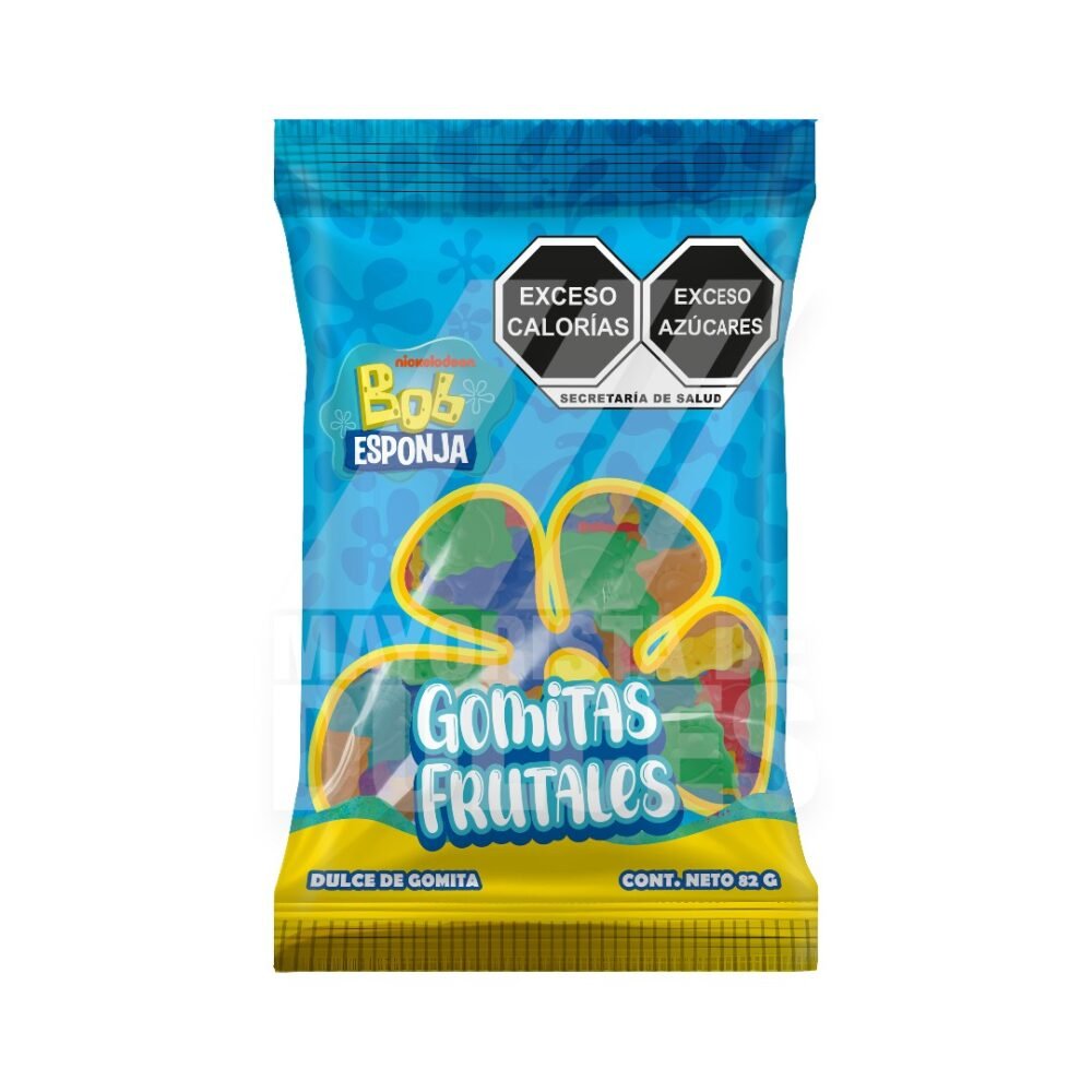 FICS Gomitas Frutales BOB Esponja red con 4 bolsas con 82g