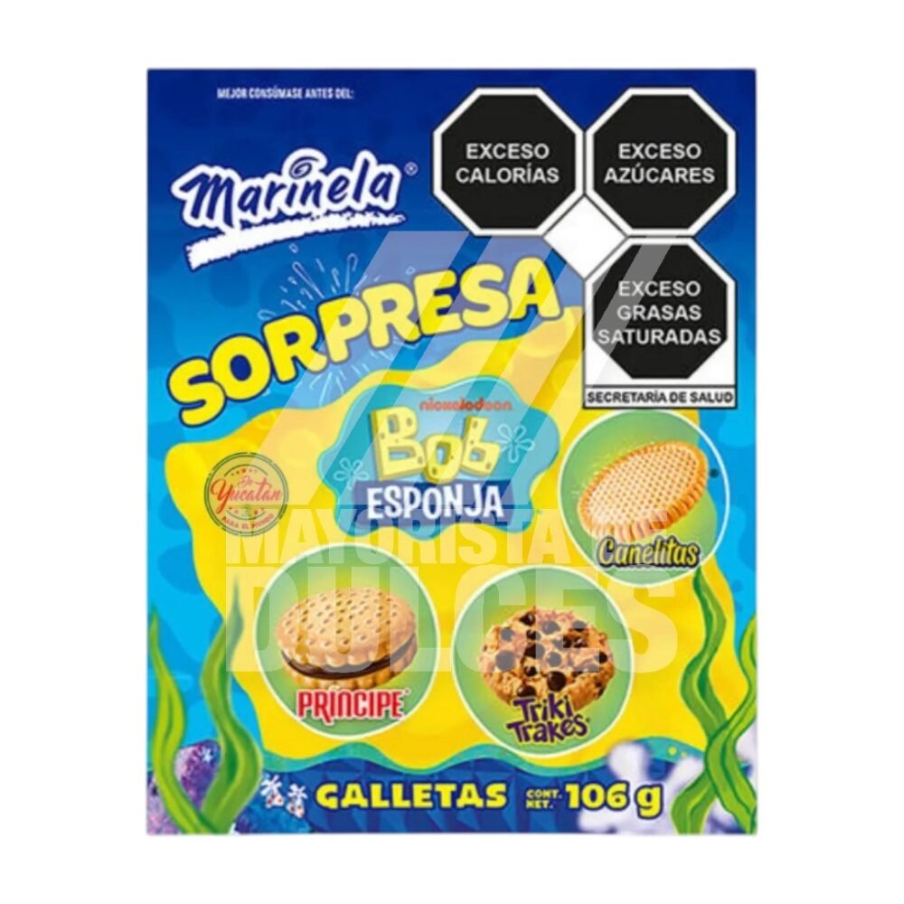 Marinela Cajita SORPRESA Bob Esponja paquete con 106g - Menudeo y Mayoreo