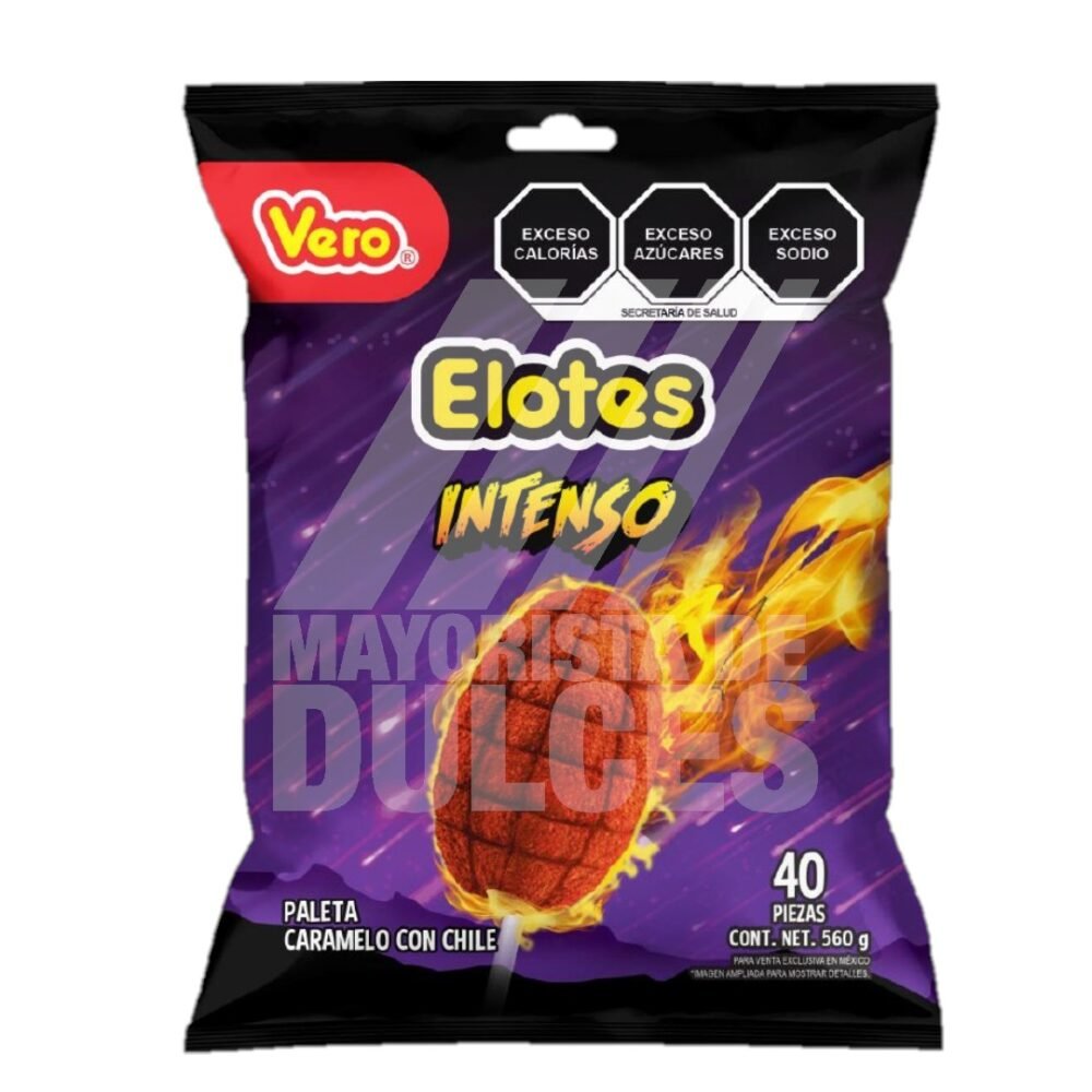 Dulces Vero Paleta Elote INTENSO bolsa con 40 piezas