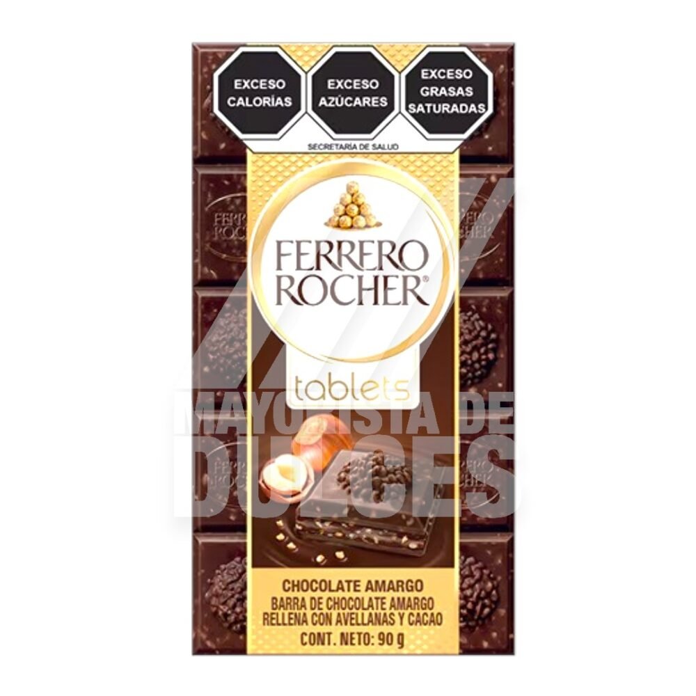 Ferrero Rocher Tablets Barra de Chocolate Amargo 70% Cacao con 90g