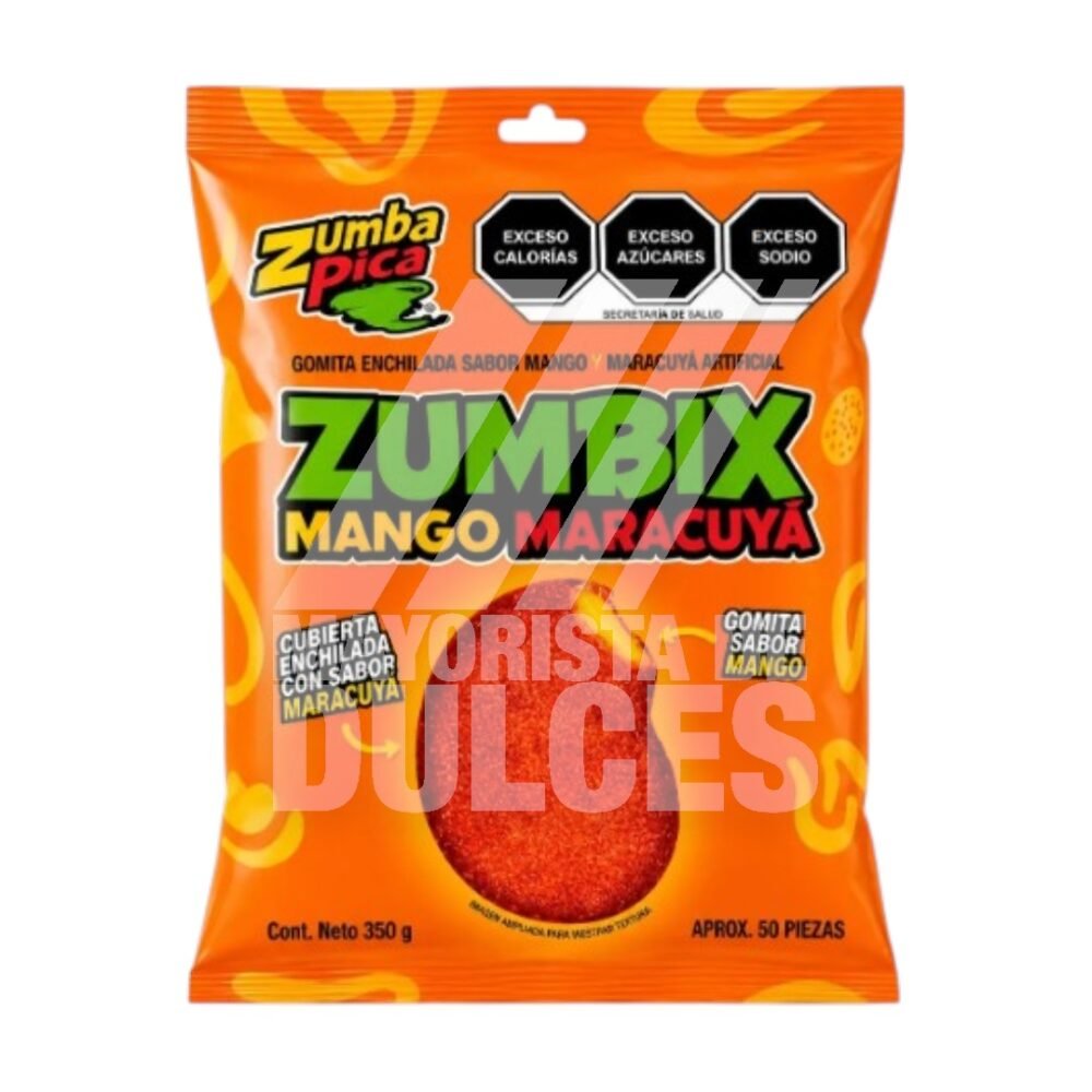 Zumba Pica gomita Zumbix MANGO MARACUYÁ bolsa con 50 piezas