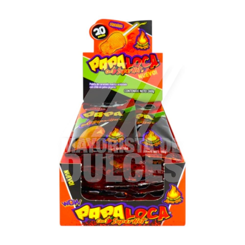 Alteño paleta PAPA Loca Super Hot paquete con 20 piezas