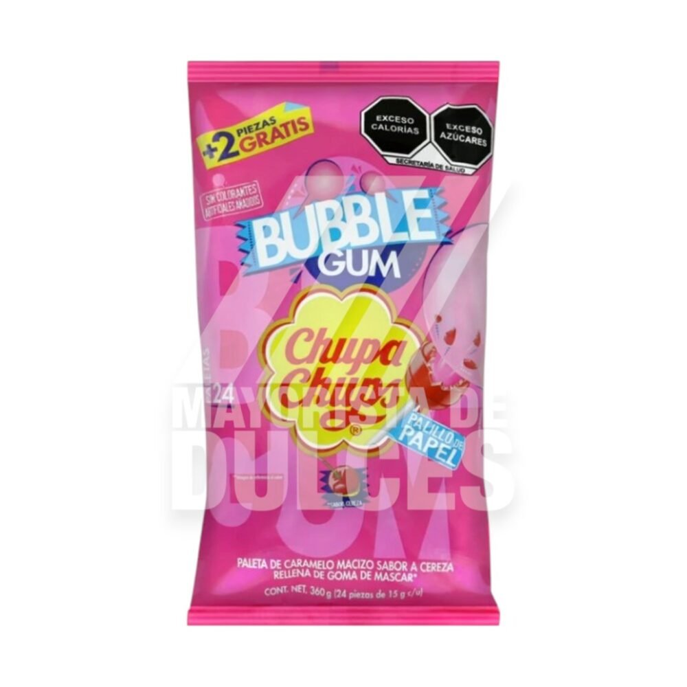Chupa Chups Paleta BUBBLE GUM bolsa con 24 piezas