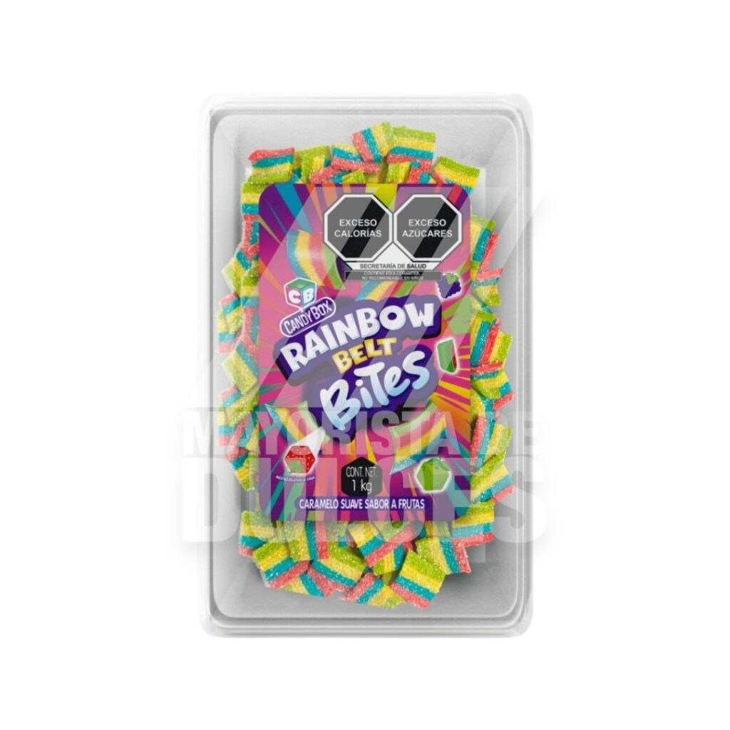 Candy Box Rainbow Belt Bites estuche con 1 kilo